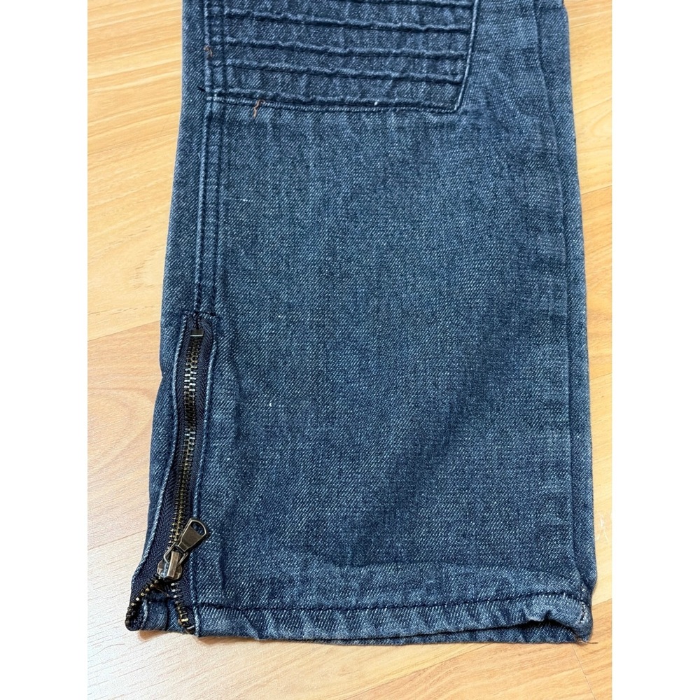 Rocawear Tapered Fit Moto Jeans Mens W34 Dark Wash Ribbed Knee Ankle Zip - Picture 3 of 11